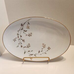 Noritake China Elegant Vintage Oval Floral Porcelain Serving Platter Gold Trim